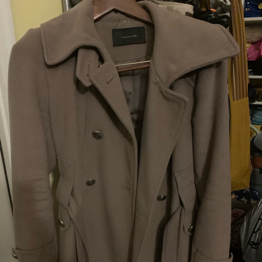 Tahari Belted Wool Dress Coat